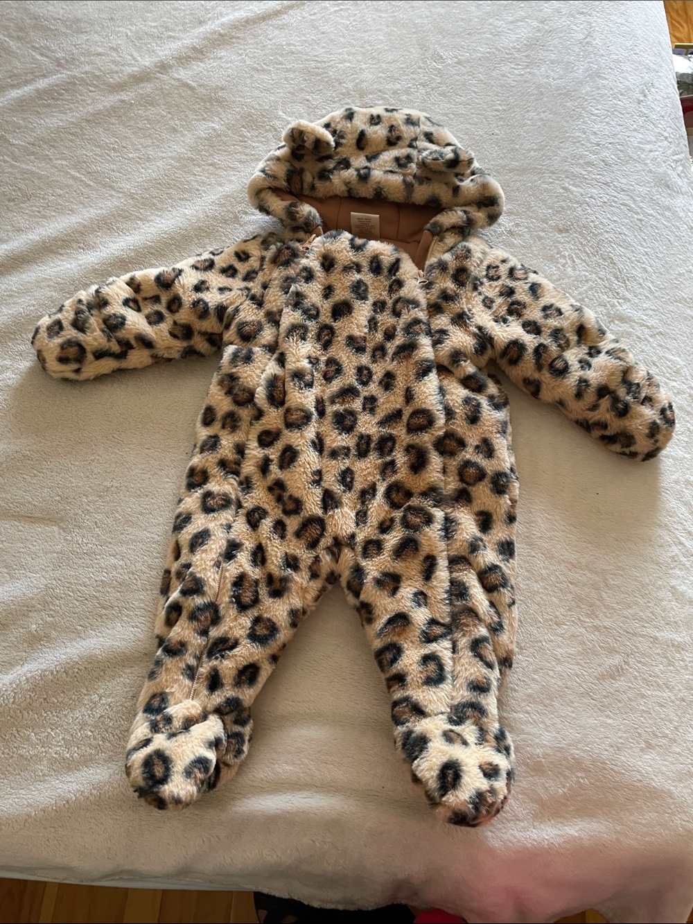 Cosy Leopard-Print Faux Fur Baby winter One-Piece